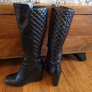 Black leather boots